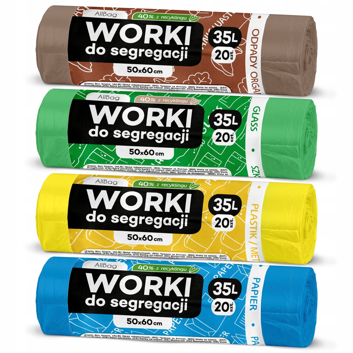 Sterke afvalzakken 35L voor sorteren - Gerecycled materiaal