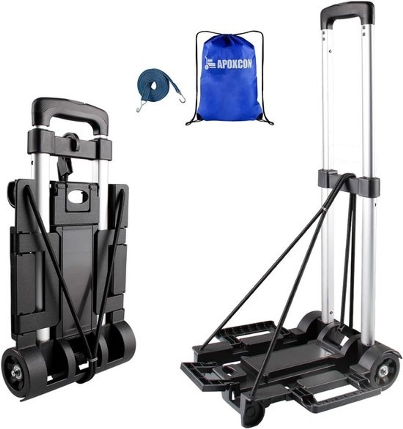 Opvouwbare Steekwagen met 2 Wielen - Lichtgewicht Transportkar tot 45kg - Inklapbaar voor Boodschappen & Verhuizen