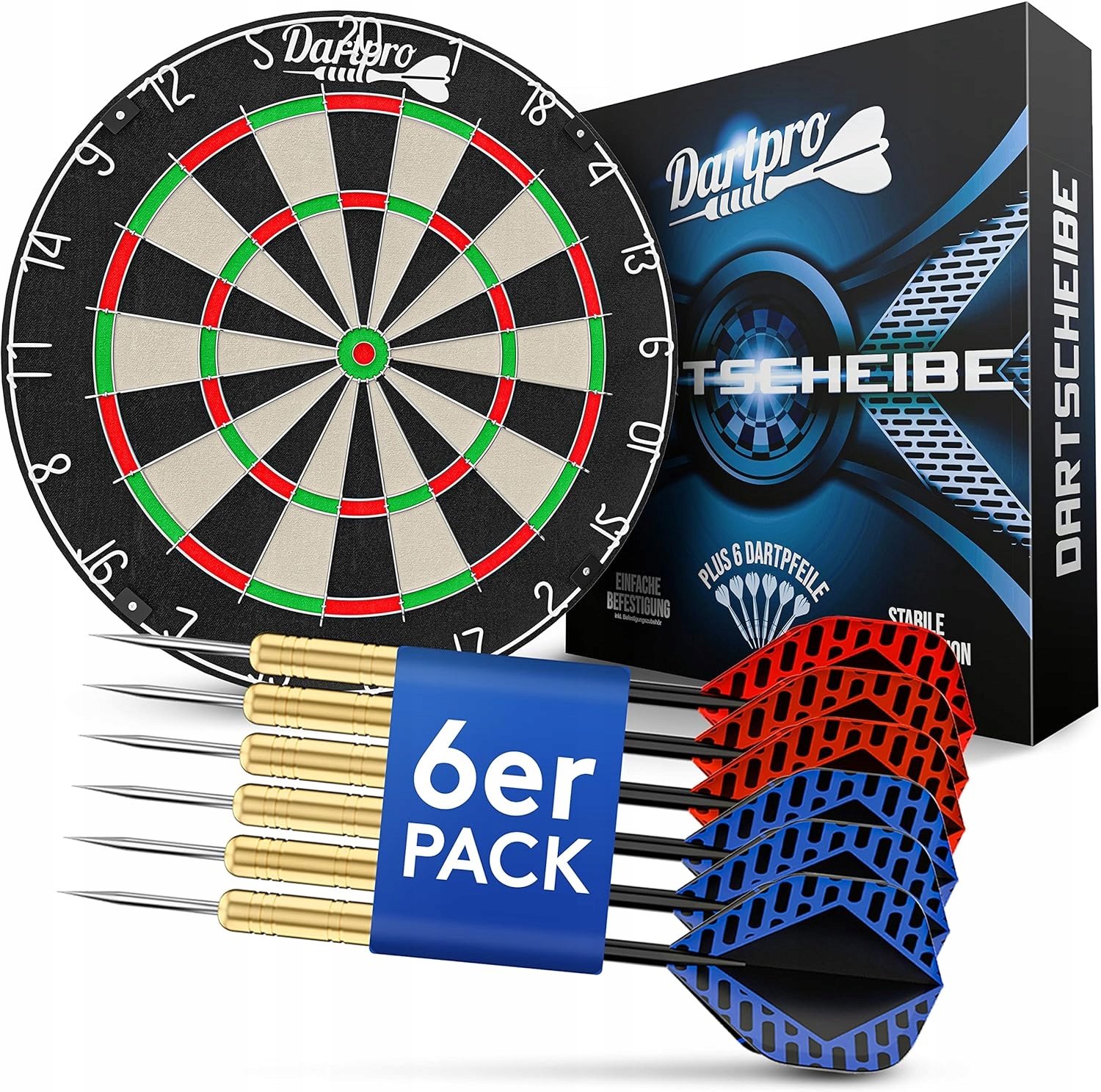 Merkloze Dartbord Set met 6 Pijltjes - Duurzaam Sisal