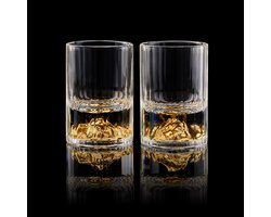 DUJUST Gold Mountain Shot Glazen (45ml), Crystal Shot Glass Set Versierd met 24K Gold Mountain, BPA-vrij & Loodvrij, Perfect voor Decor & Collectie, G
