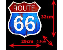 DiiliHiiri Metalen bord Route 66 - 32 x 29 cm, origineel retrobord van American Retro Sign Company voor bar, pub, café, garage en werkplaats. Decorati