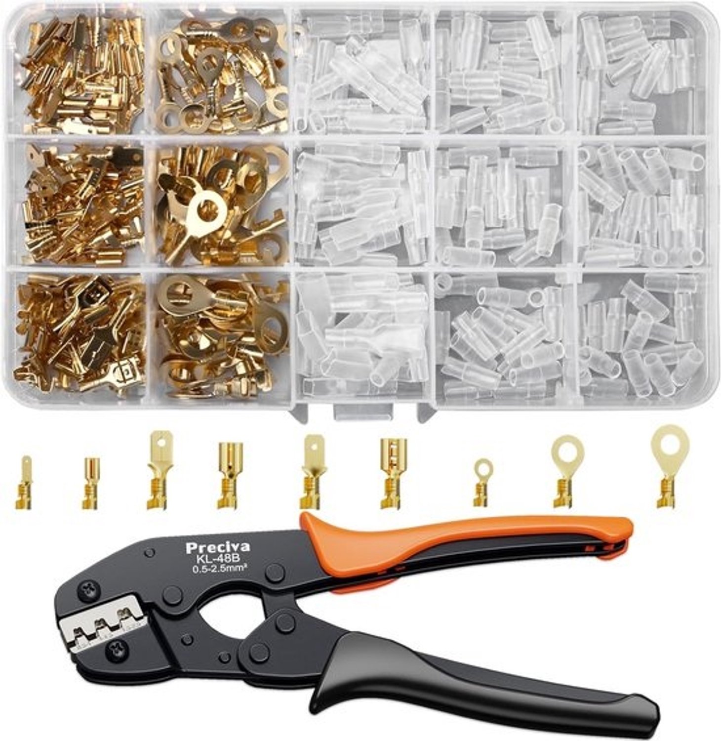 Krimpgereedschapset - Spade Connectoren - Elektrische Verbindingen - Ergonomisch Ontwerp - AWG22-14 2.8-6.3mm - Chroom