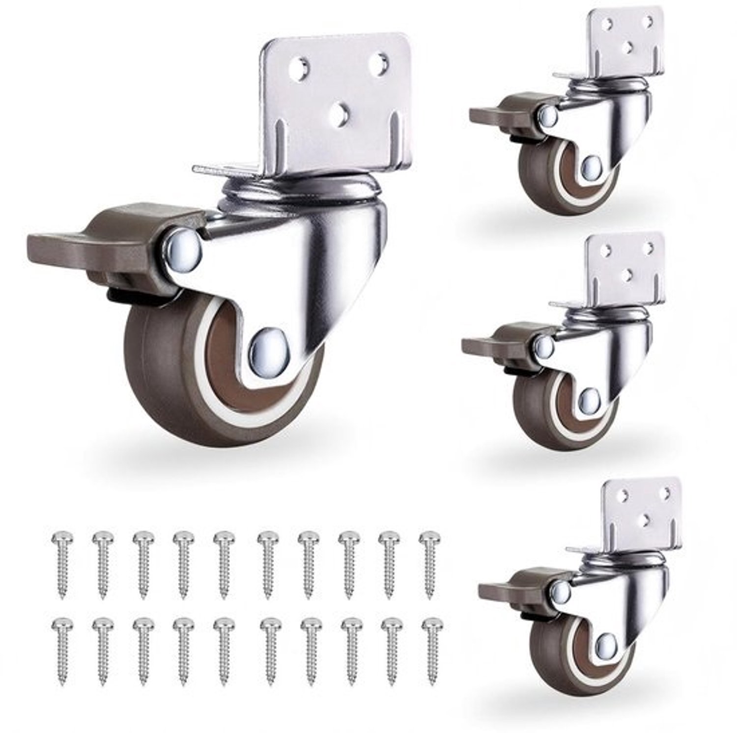 Meubelwielen Set - Zwenkwielen Rollen - Meubels Verplaatsen - Met Volledige Rem - 25mm 120kg - Zwart