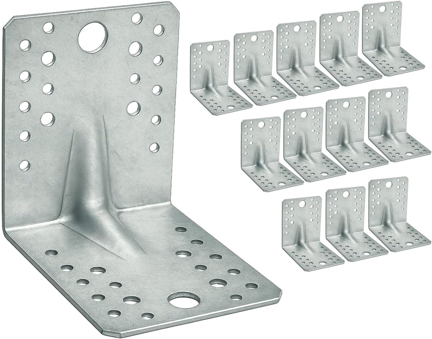 12 x Corner Brackets (105 x 105 x 90 x 2.5) Heavy Duty Angle Cross Bar with Beads Wood Wood Metal Connecting Mount L - ShopVlot
