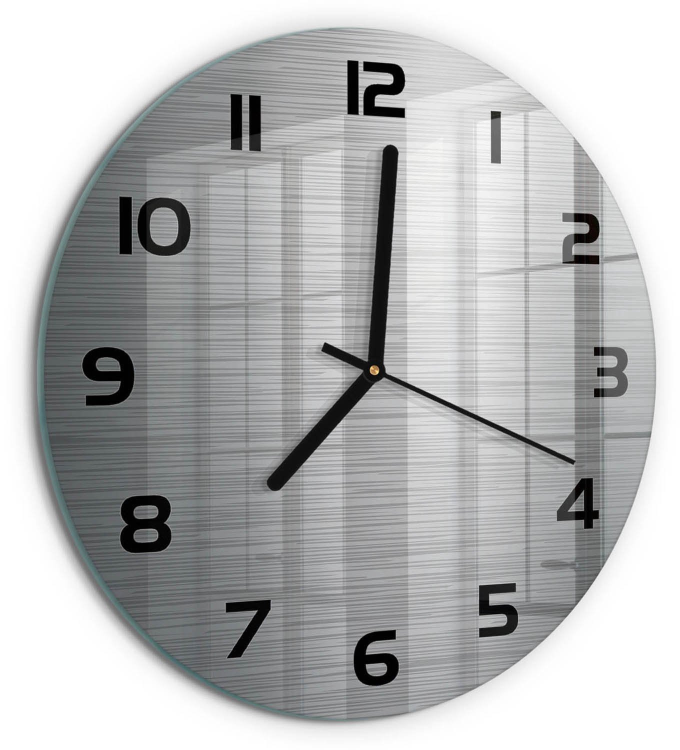 TULUP Wandklok - Metalen achtergrond Gekleurde Glazen Klok - fi30 cm - Zilver Glazen Klok Met Print - Zwarte handen - Ronde Klok - Moderne Wandklok Glas - Wandklok Glas Decoratie