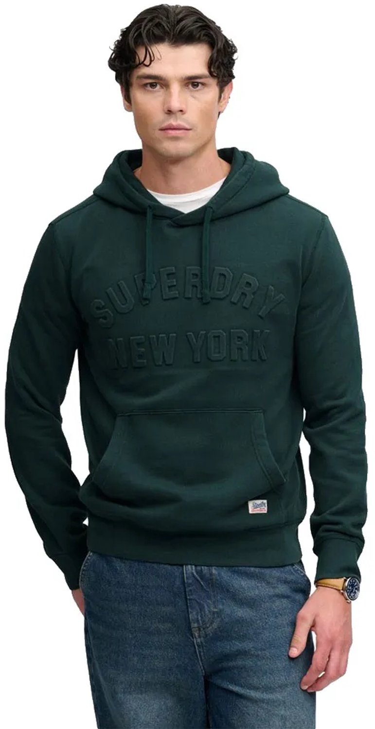 Superdry - Athletic Embossed Garment Dyed Hoodie Relaxed Pasvorm - Heren - Hoodies