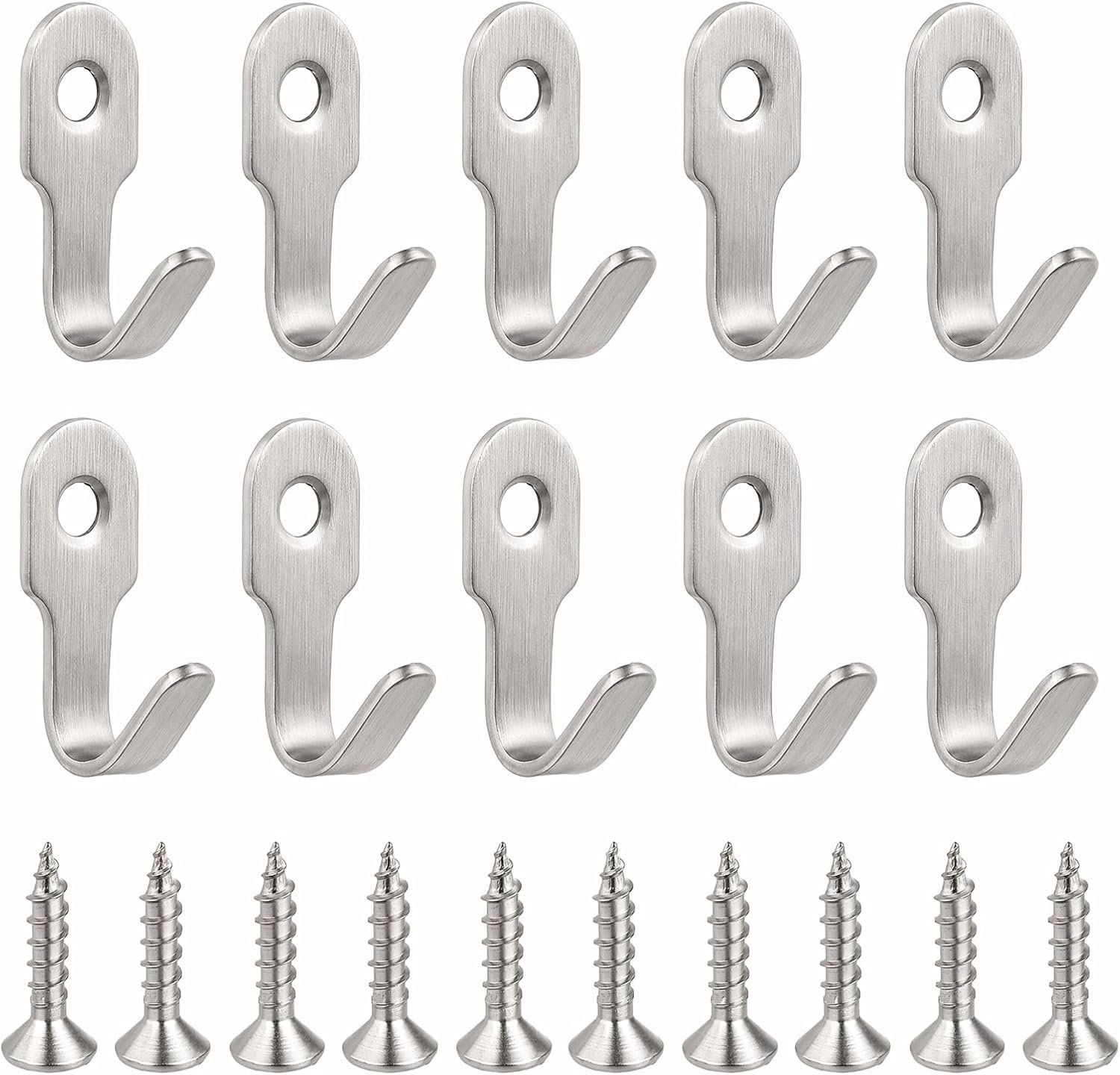 10 stuks mini-wandhaken, kledinghaken, zwart, enkele haken, metaal, kapstokhaken, klein (zilver) - ShopVlot