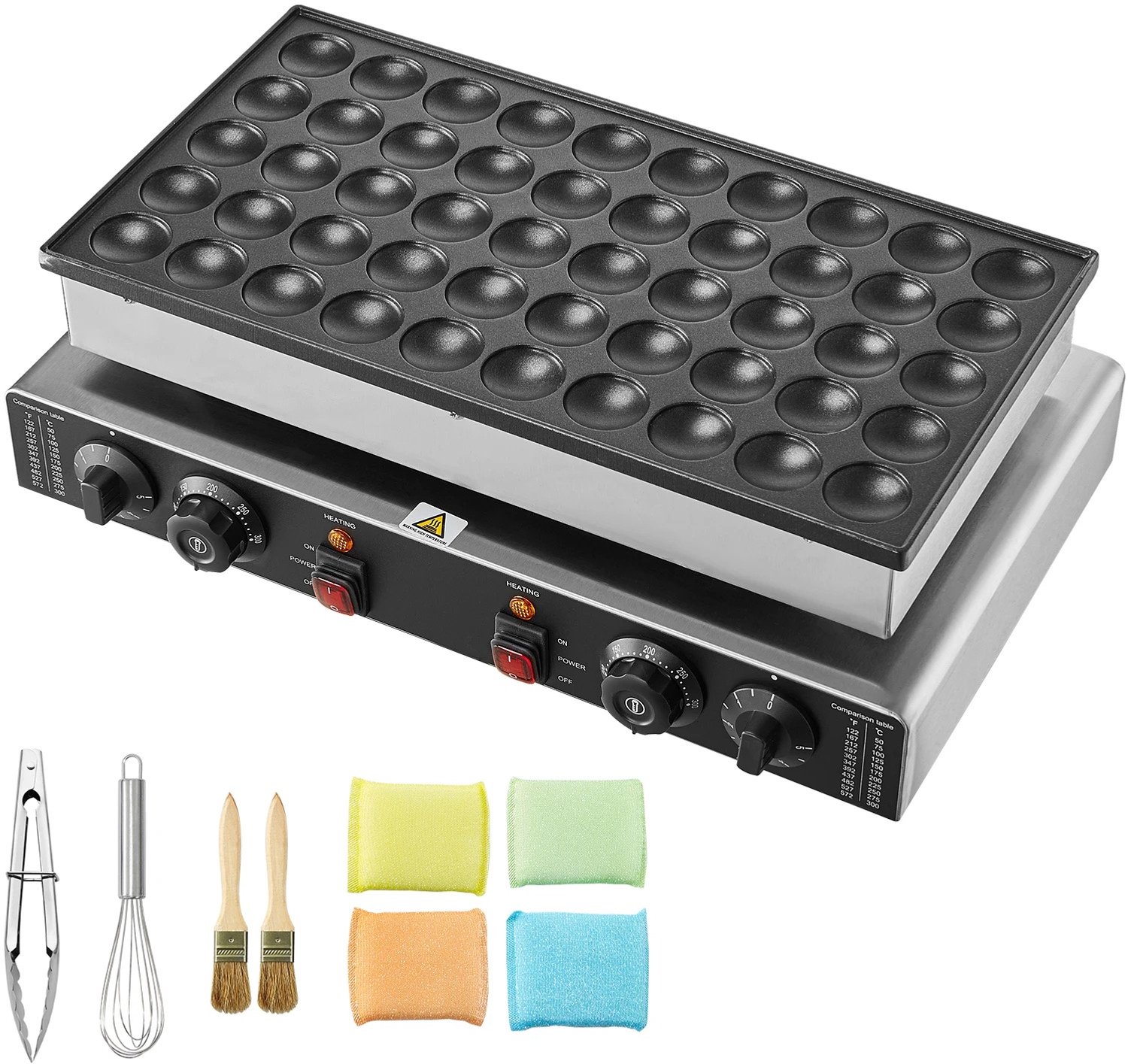 D&J Poffertjespan 50x - Mini pannenkoeken - Poffertjesmaker - Keuken - Koken - Zwart - Non stickplaat - Elektrisch 1700W
