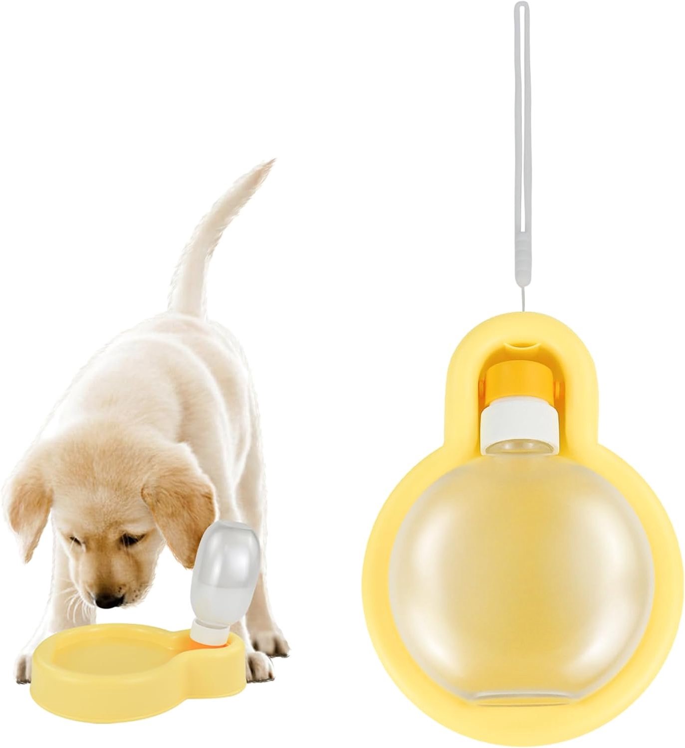 Drinkfles voor honden 350ml - Geel - Opvouwbaar - Ideaal voor buitenwandeling - SnelShoppen