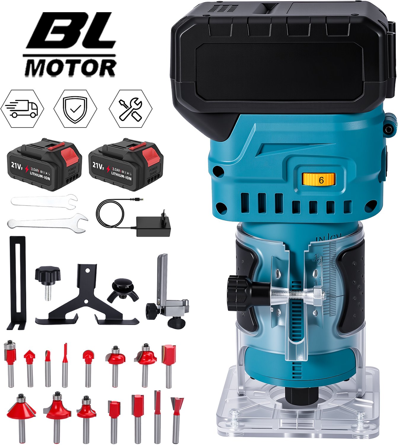 Elektrische Houtfrees Borstelloze Motor - 21V Lithium Batterij - 30000 RPM Snelheid - Handheld Houtbewerking - Draadloos Gereedschap