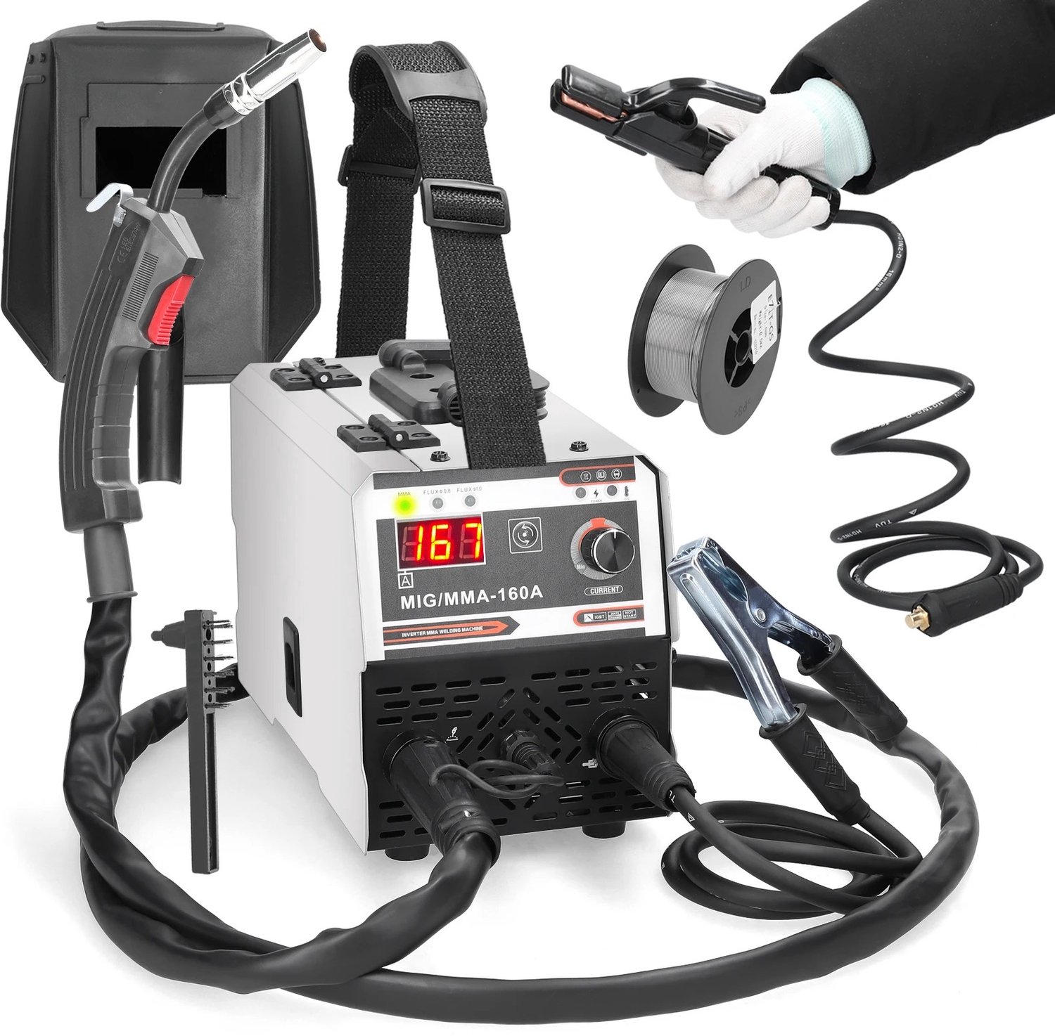 Nyoz lasmachine - Lasapparaat - MIG MMA - 120A - IGBT inverter - Automatische draadaanvoer - 220V - Digitaal display - Draagbaar
