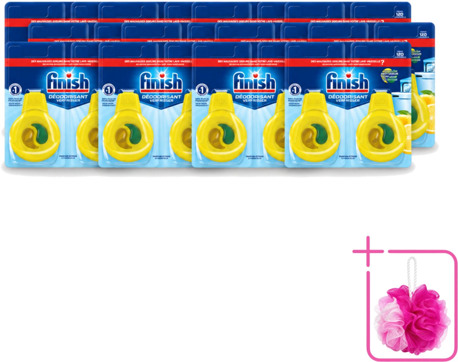 12 x Finish Deo Odorstop - Vaatwasverfrisser - Citroen Parfum - Anti-geur - Tot 120 Afwasbeurten - Bulkverpakking - Vaatwasverfrisser - Douchemop - Geurbeheersing