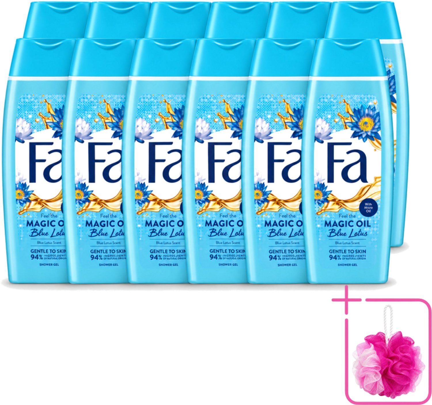 12 x Fa - Douchegel - Magische Olie - Blue Lotus Geur - 250 ml - Bulkverpakking - Douchegel - Douchemop - Hydratatie