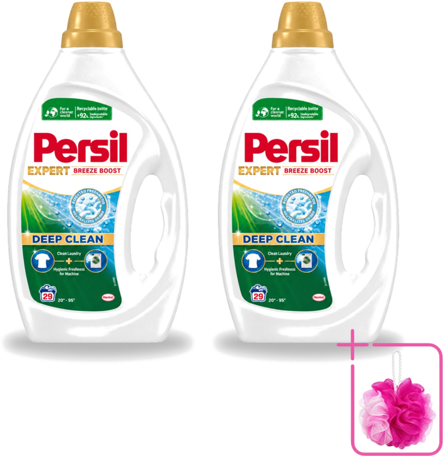 2 x Persil Expert - Vloeibaar Wasmiddel - Witte en Gekleurde Was - Breeze Boost - 29 Wasbeurten - Bulkverpakking - Persil Expert Breeze Boost - Douchemop - Vloeibaar wasmiddel