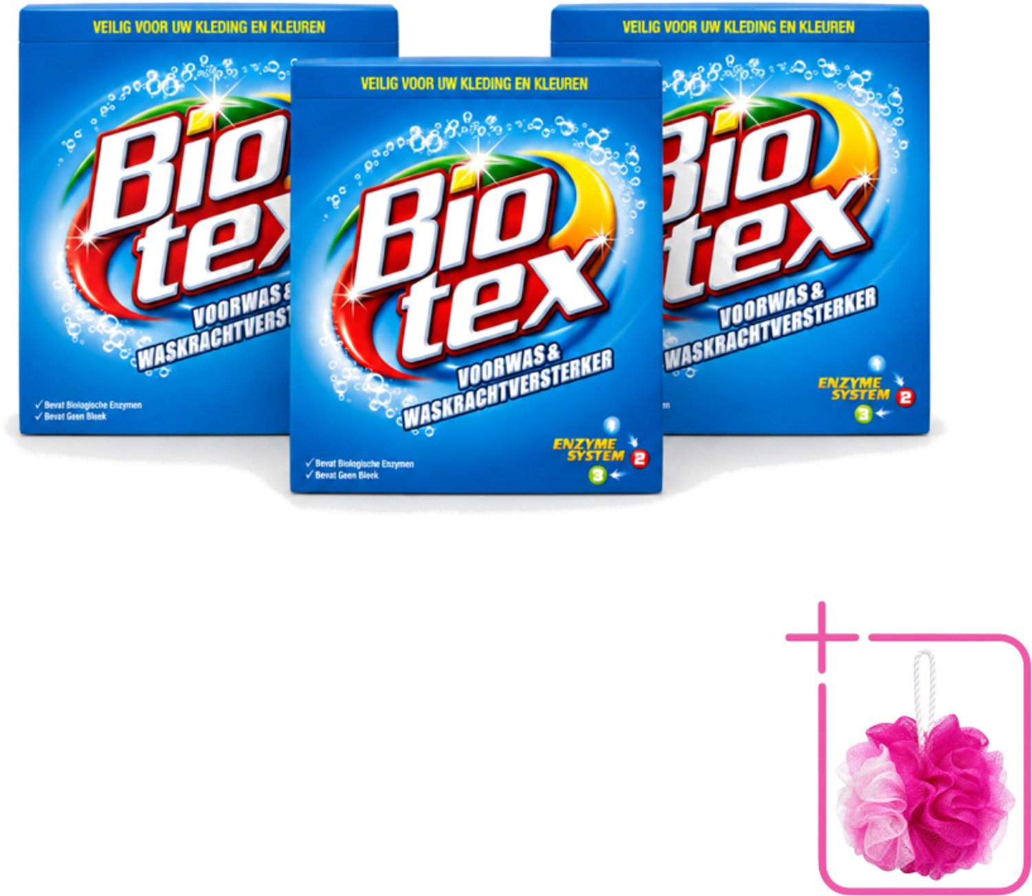 3 x Biotex - Voorwas & Waskrachtversterker - Waspoeder - Witte en Gekleurde Was - 50 Wasbeurten - Bulkverpakking - Waspoeder - Douchemop - Wasmiddel