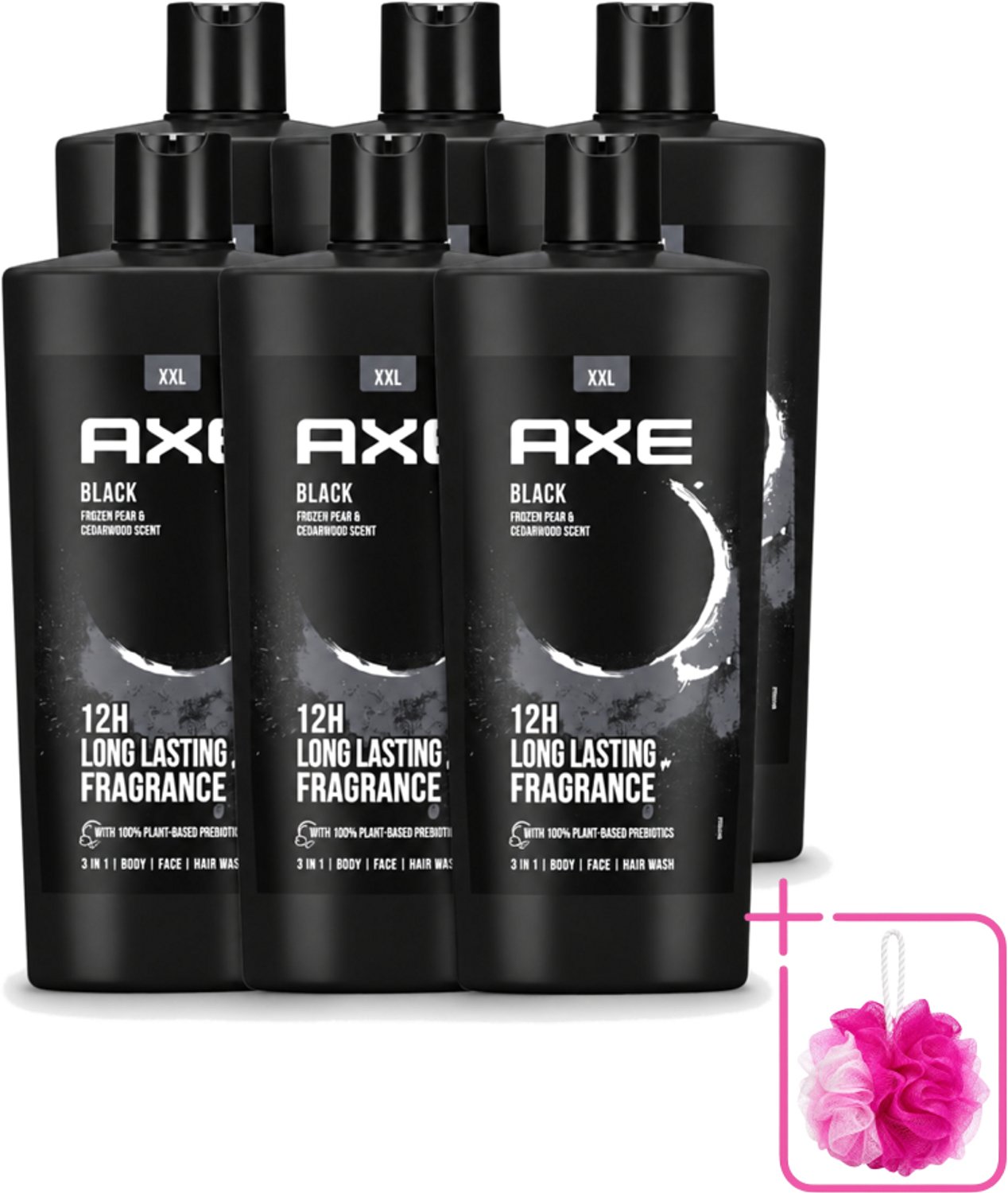 6 x AXE – Douchegel – Black – 700 ml - Bulkverpakking - Douchegel - Douchemop - Douchegel mannen