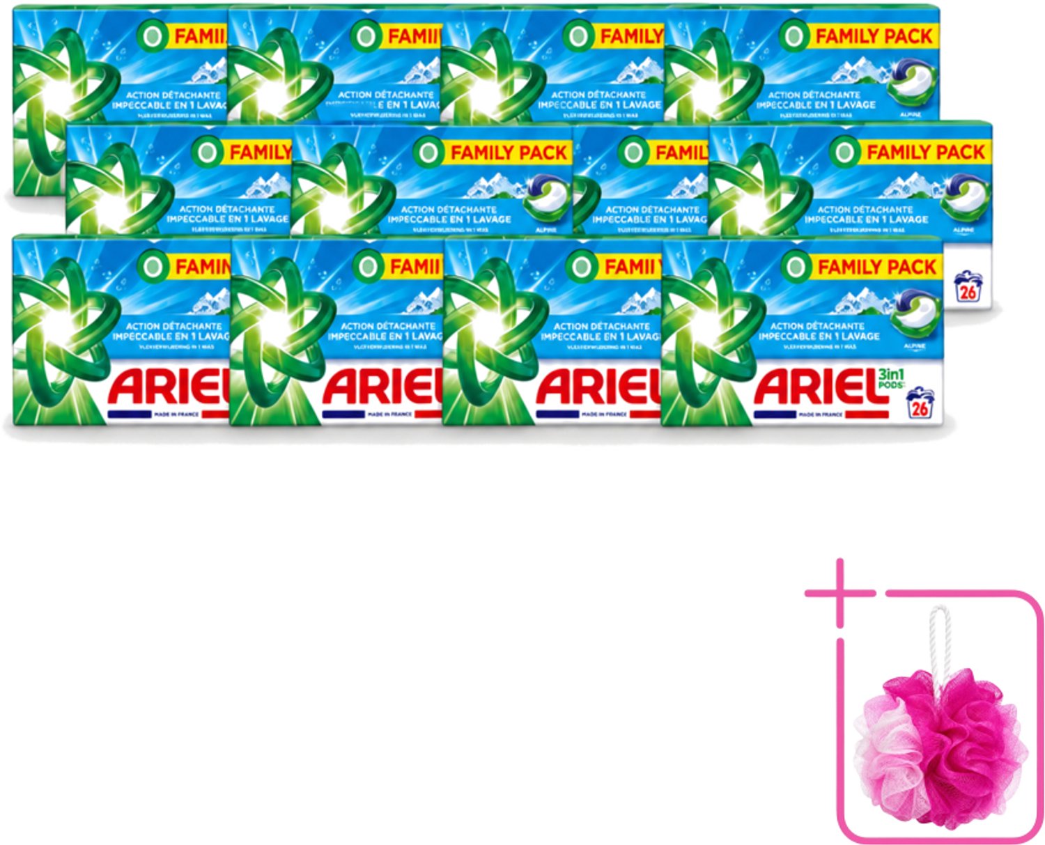 12 x Ariel – Pods 3in1 – Alpine – 26 wasbeurten - Bulkverpakking - Ariel 3in1 Pods Alpine - Douchemop - Wasmiddel 26 wasbeurten