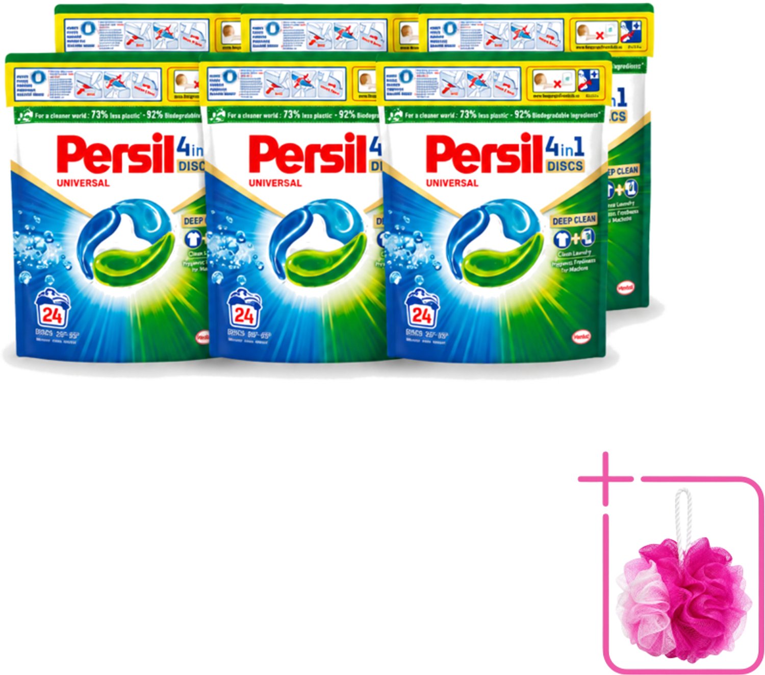 6 x Persil – Wasmiddel Discs – Universeel - 24 Capsules - Bulkverpakking - Wasmiddel - Douchemop - Wascapsules