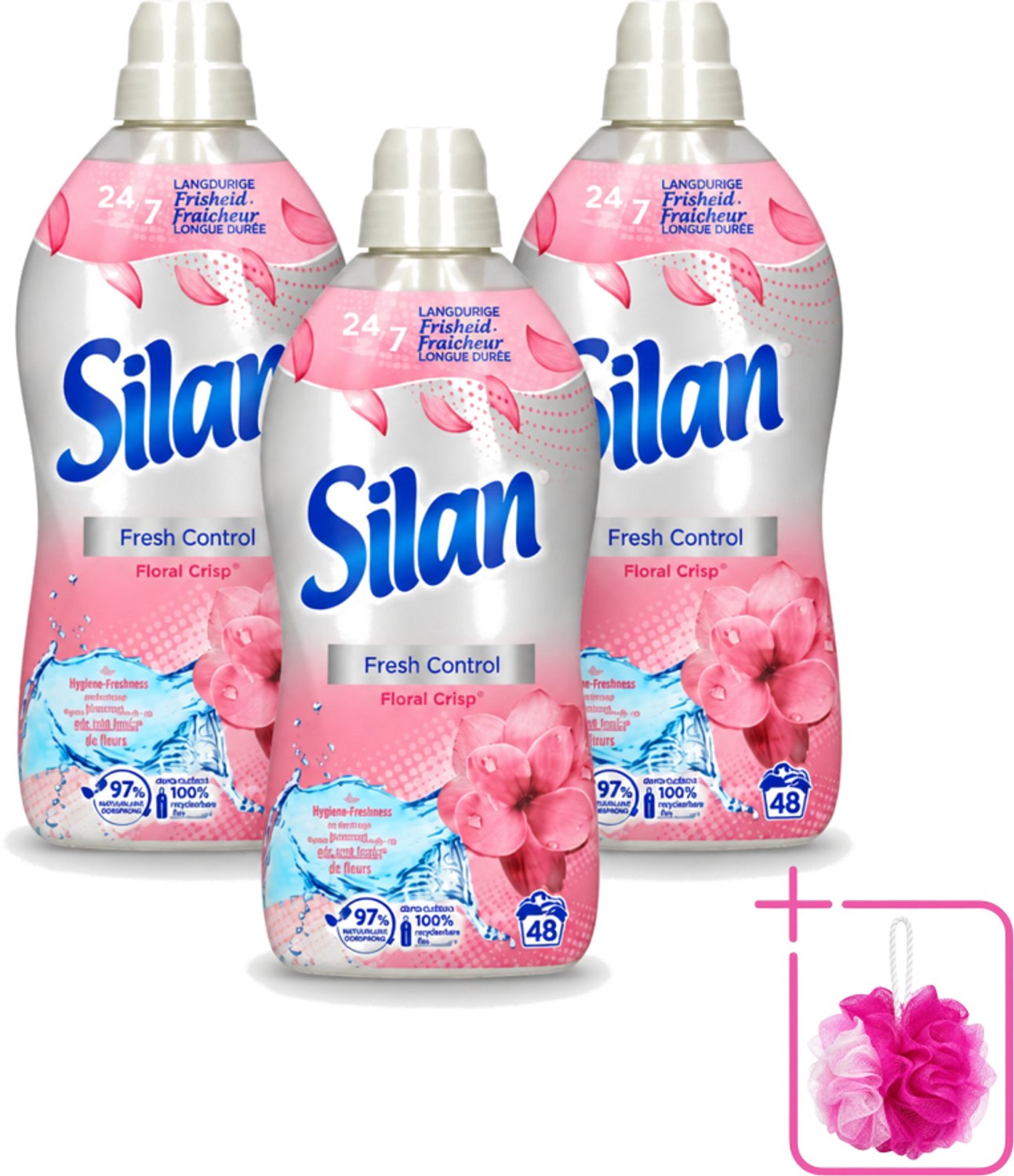 3 x Silan – Wasverzachter – Fresh Control Floral Crisp – 1056 ml - Bulkverpakking - Wasverzachter - Douchemop - Frisheid