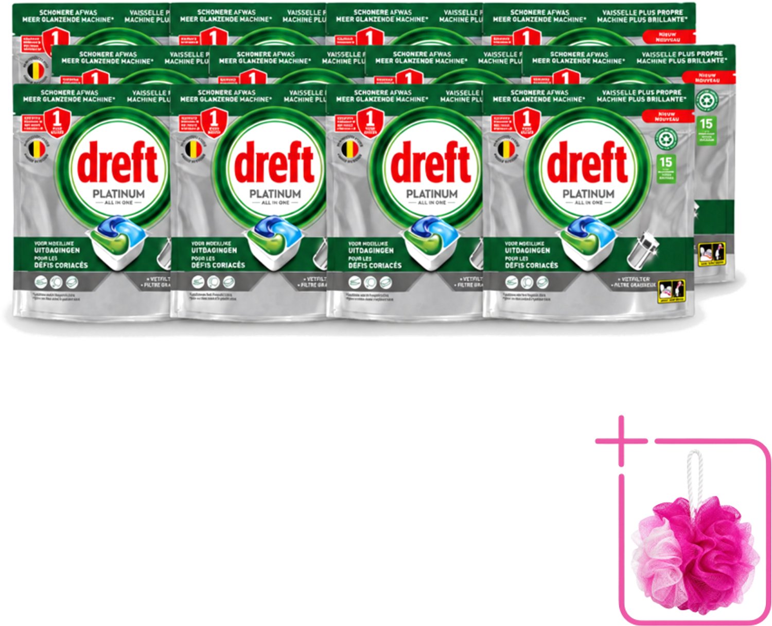 12 x Dreft – Vaatwascapsules – Platinum All-in-One – 15 Capsules - Bulkverpakking - Vaatwasmiddel - Vaatwascapsule