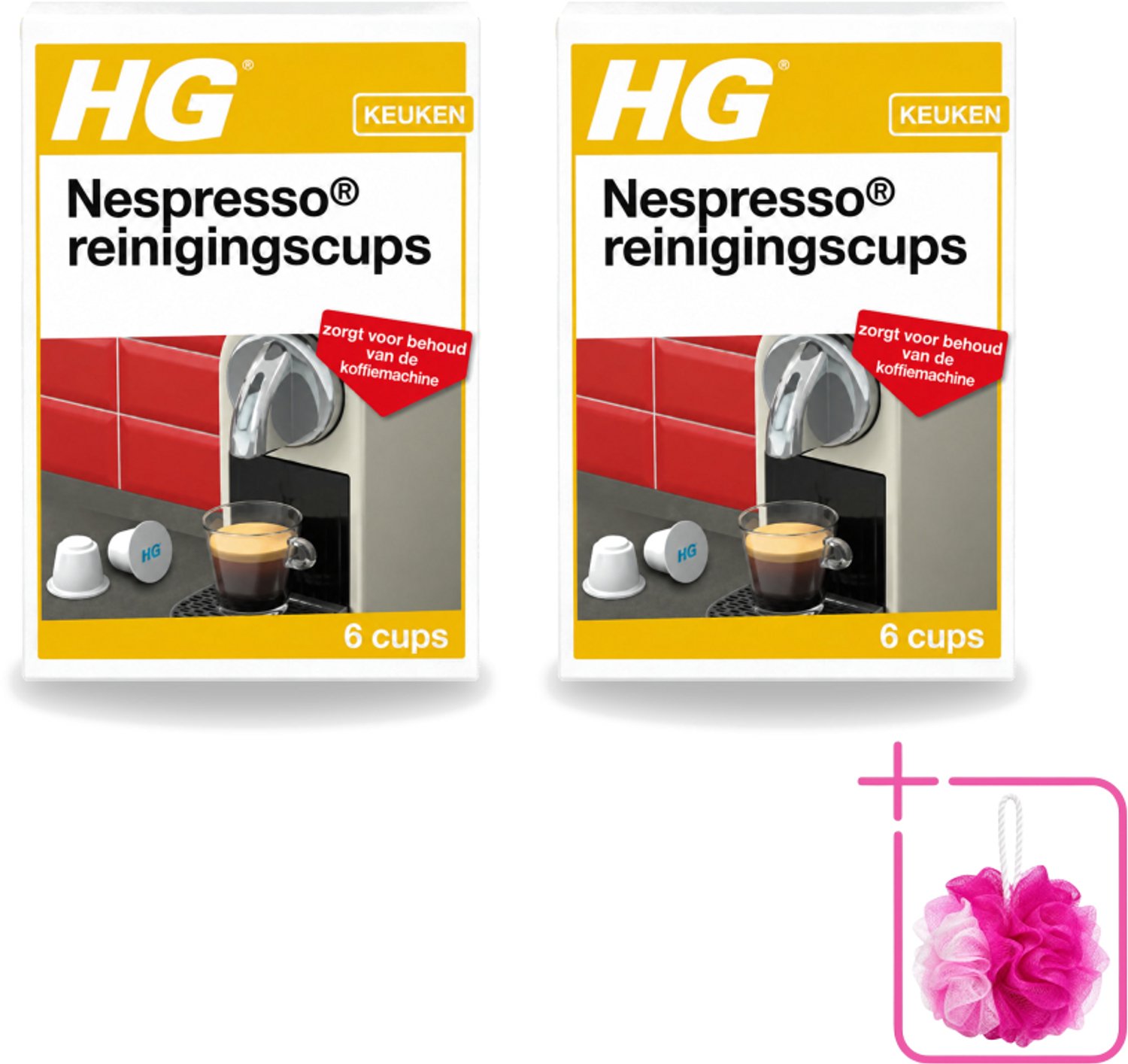 2 x HG - Nespresso Reinigingscups - Verwijdert Grondig Vet & Aanslag - 6 Reinigingscups - Bulkverpakking - Nespresso reinigen - Douchemop - Koffie reinigen