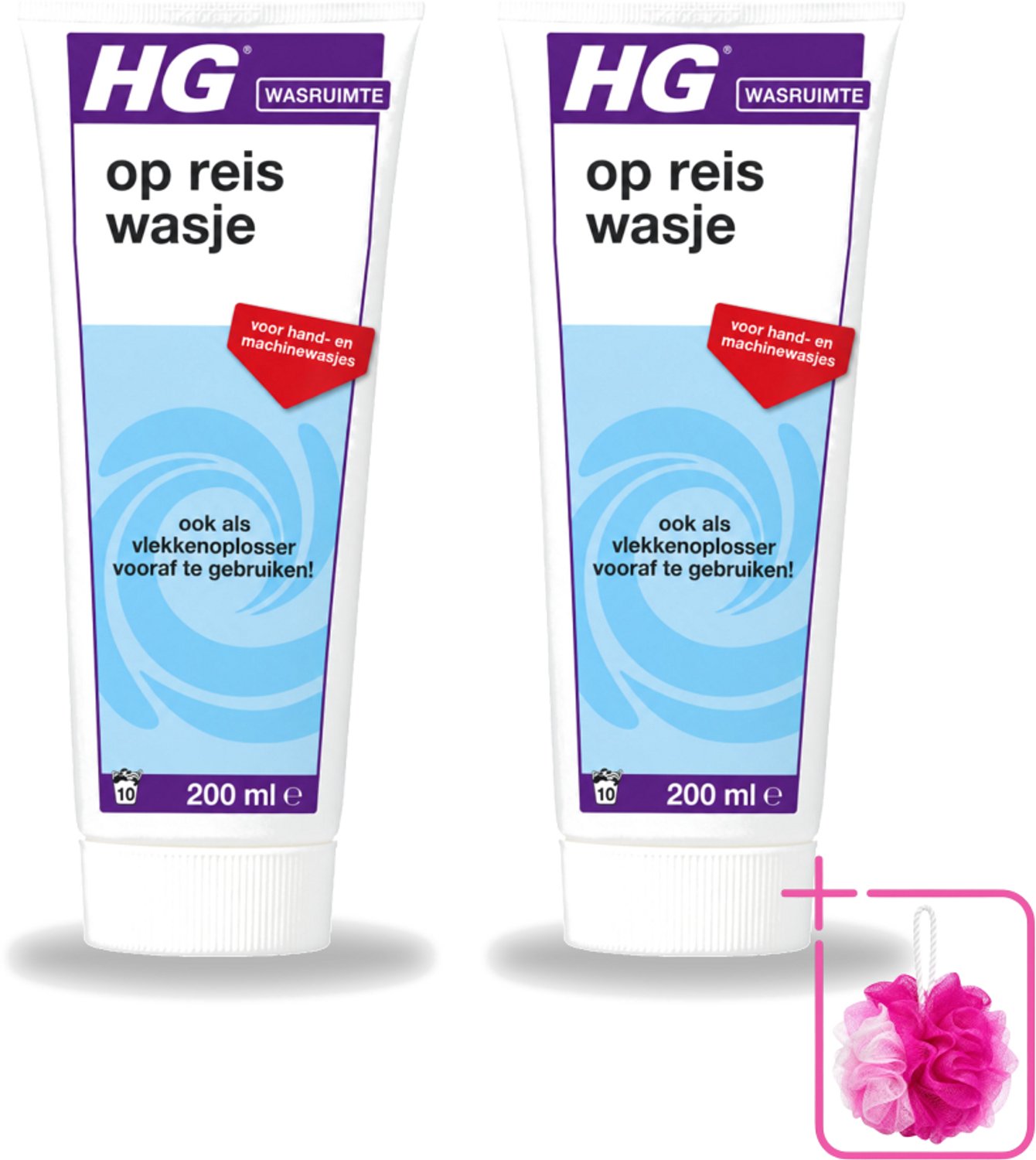 2 x HG - Wasruimte - Op-Reis-Wasje - Voor Hand & Machine Wasjes - 200 ml - Bulkverpakking - Op reis wasmiddel - Douchemop - Wasmiddel voor reizen