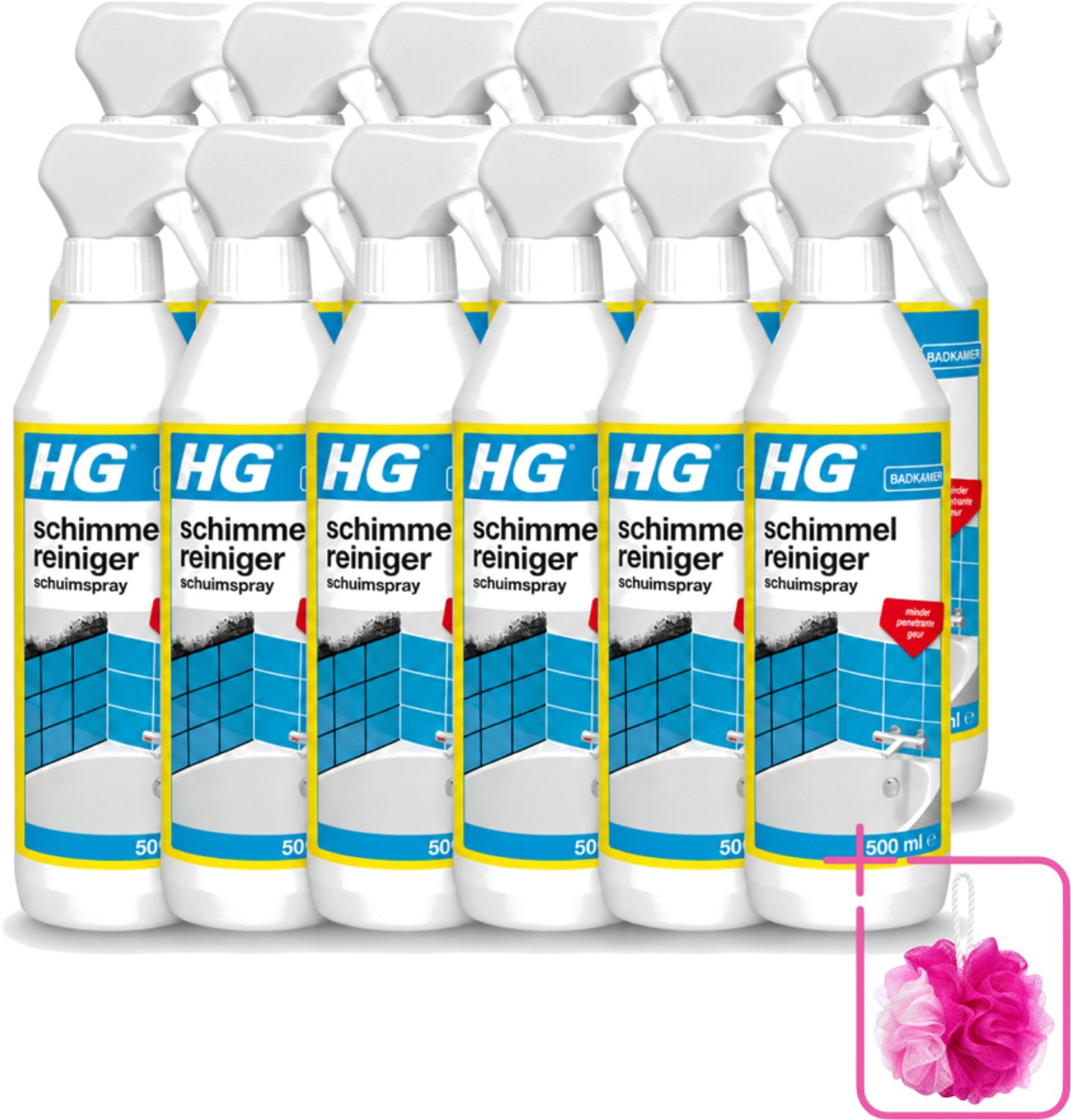 12 x HG - Sanitair - Schimmelreiniger - Schuimspray - 500 ml - Bulkverpakking - Schimmelreiniger - Douchemop - Schimmelverwijdering