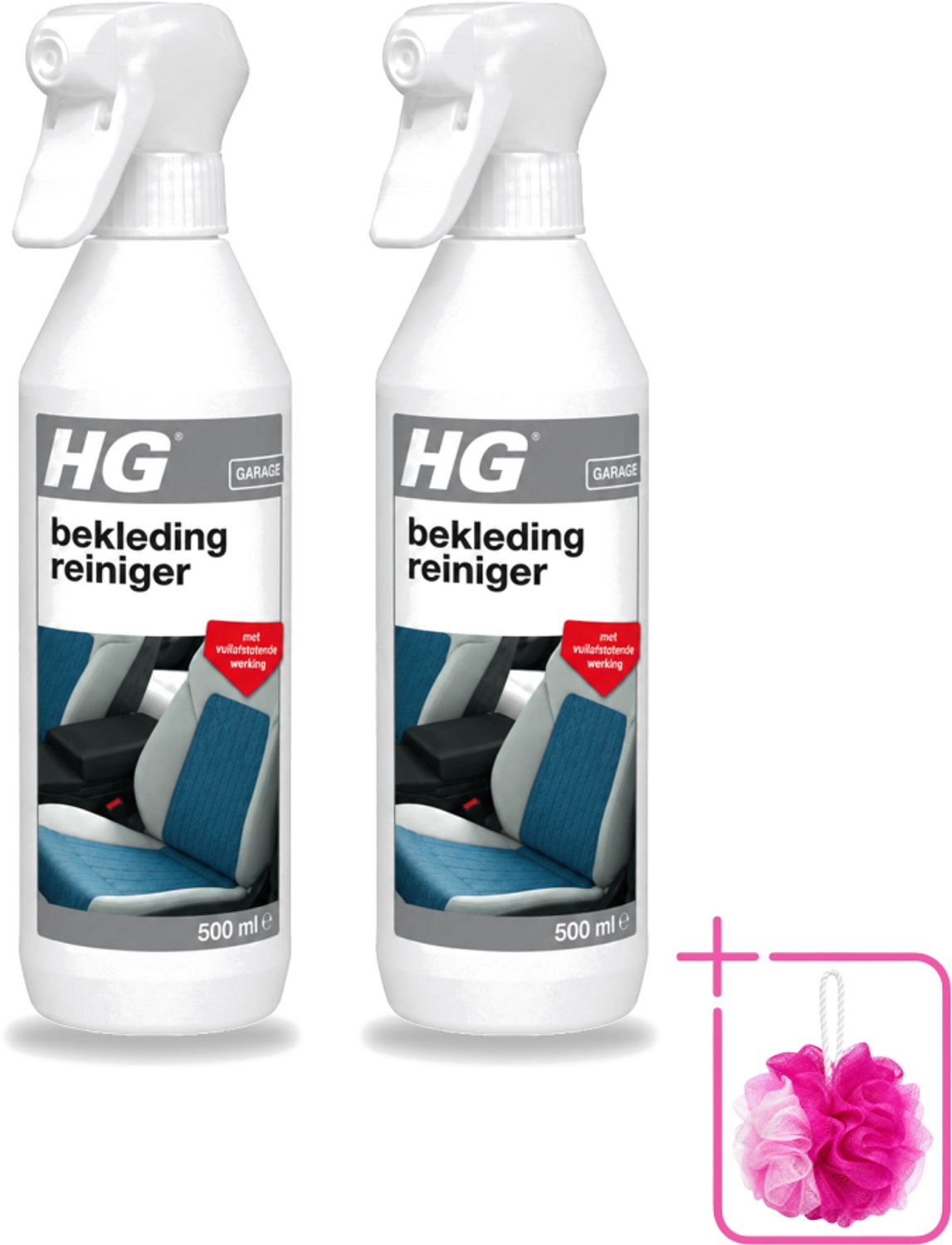 2 x HG - Garage - Bekledingreiniger - Met Vuilafstotende Werking - 500 ml - Bulkverpakking - Bekleding reinigen - Douchemop - Vlekken verwijderen
