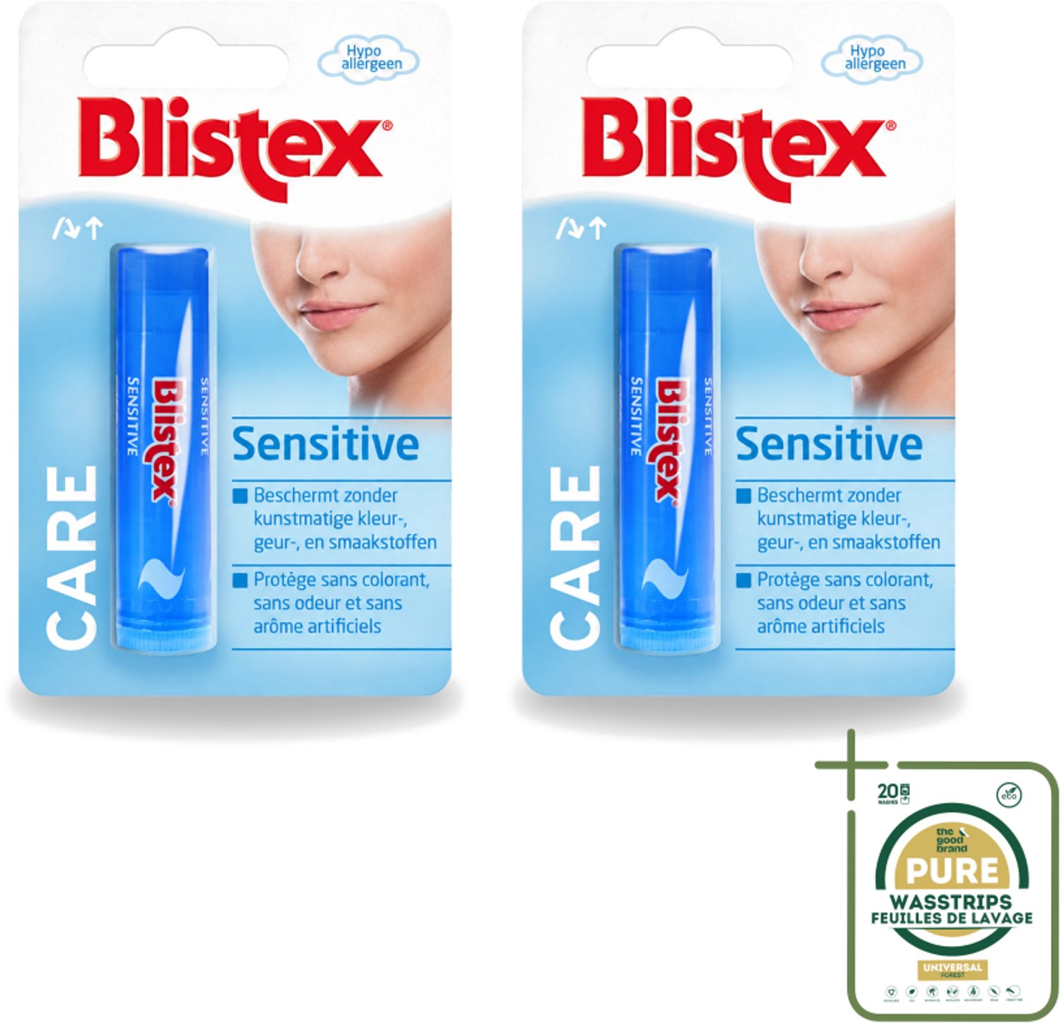 2 x Blistex - Lippenbalsem - Zonder Kleur, Geur & Smaakstoffen - Wasstrips - Lippenbalsem - Gevoelige Lippen - Geurloos - Smaakloos - Uitdroging