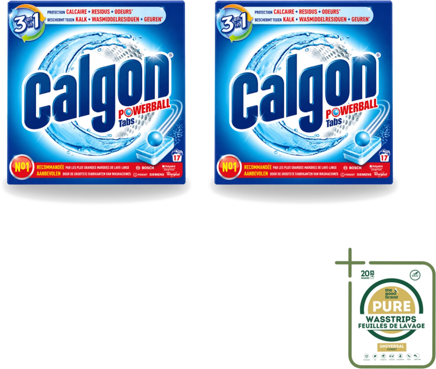 2 x Calgon - Ontkalkingsmiddel - Tegen Kalk, Wasmiddelresiduen & Geuren - 17 Tabletten - Wasstrips - Ontkalken Wasmachine - Kalkvoorkomen - Wasmiddelresiduen - Geuren Bestrijden - Wasmachine Onderhoud