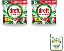 2 x Dreft Platinum Plus - All In One - Vaatwascapsules - Anti-Matt Technologie - Citroen - 47 Afwasbeurten - Wasstrips - Vaatwasmiddel - Vaatwascapsule - Vaatwasmiddel Capsule - Vaatwasmiddel 71 Wasbeurten - Vaatwasmiddel Met Spoelglans