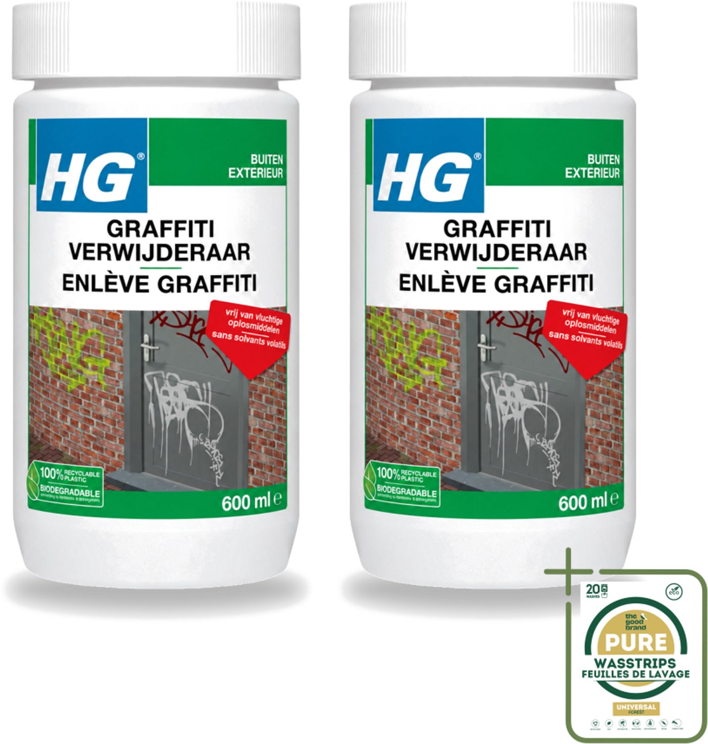2 x HG - Graffitiverwijderaar - Voor Harde & Zachte Oppervlakken - 600 ml - Graaffitiverwijderaar - Verf Verwijderen - Graffiti Verwijderen - Reinigingsmiddel - Oppervlak Reinigen