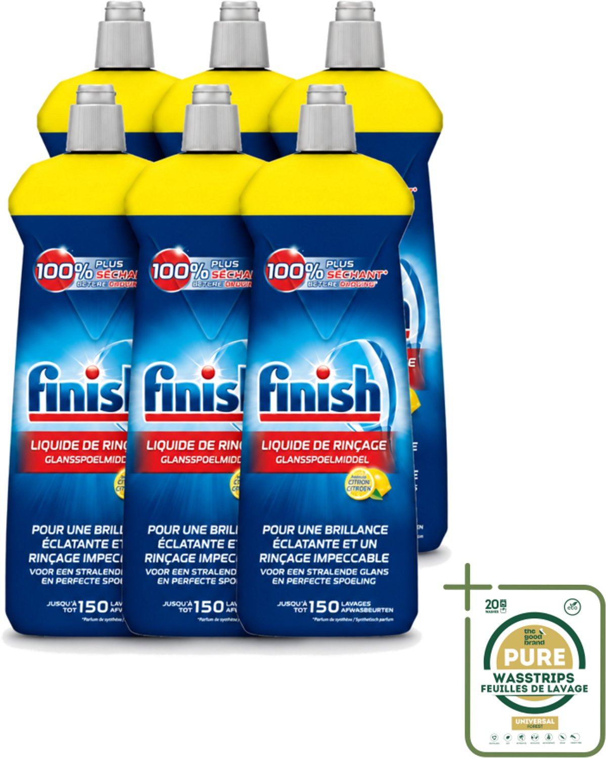 6 x Finish – Glansspoelmiddel – Citroen – 800 ml - Glansspoelmiddel Citroen - Glansspoelmiddel - Vaatwasser - Glans - Droogresultaat