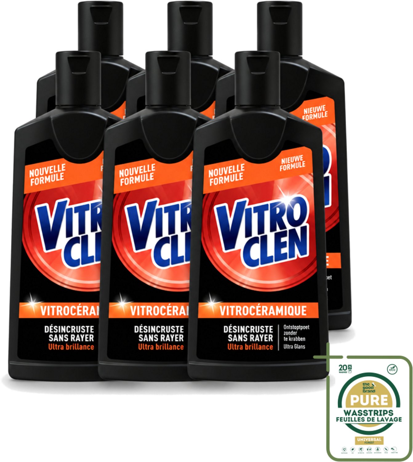 6 x Vitroclen - Kookplaatreiniger - Keramisch & Inductie - Ultra Glans - 310 ml - Wasstrips - Kookplaat Reinigen - Keramische Kookplaat Reinigen - Inductiekookplaat Reinigen - Kookplaat Glans - Kookplaat Reiniger