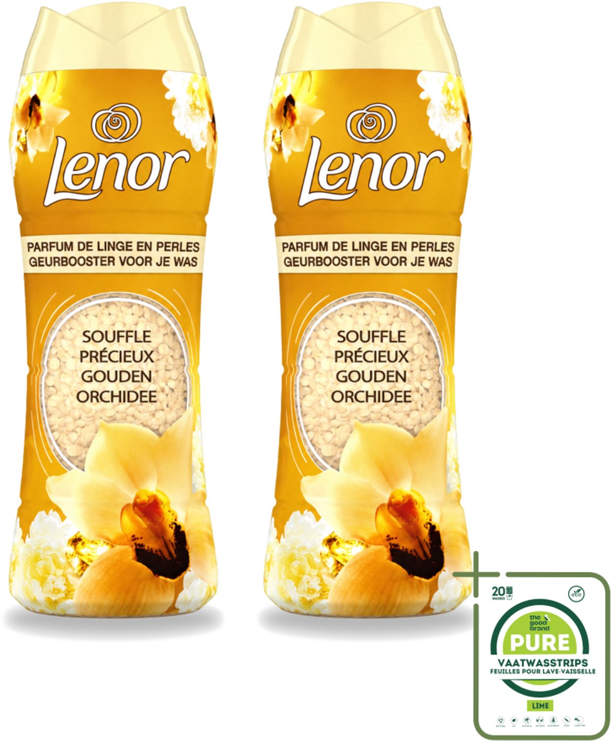 2 x Lenor - Geurbooster - Gouden Orchidee - 22 Wasbeurten - Grootverpakking - Vaatwasstrips - Geurbooster Was - Geur In Was - Geur In Kleding - Wasgeur - Geur In Wasmachine