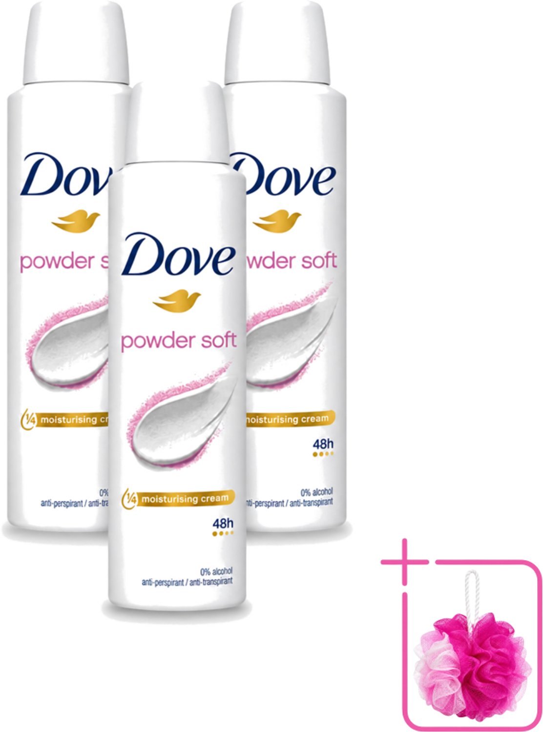3 x Dove - Deospray - Powder Soft - 150 ml - Bulkverpakking - Deodorant - Douchemop - Poeder
