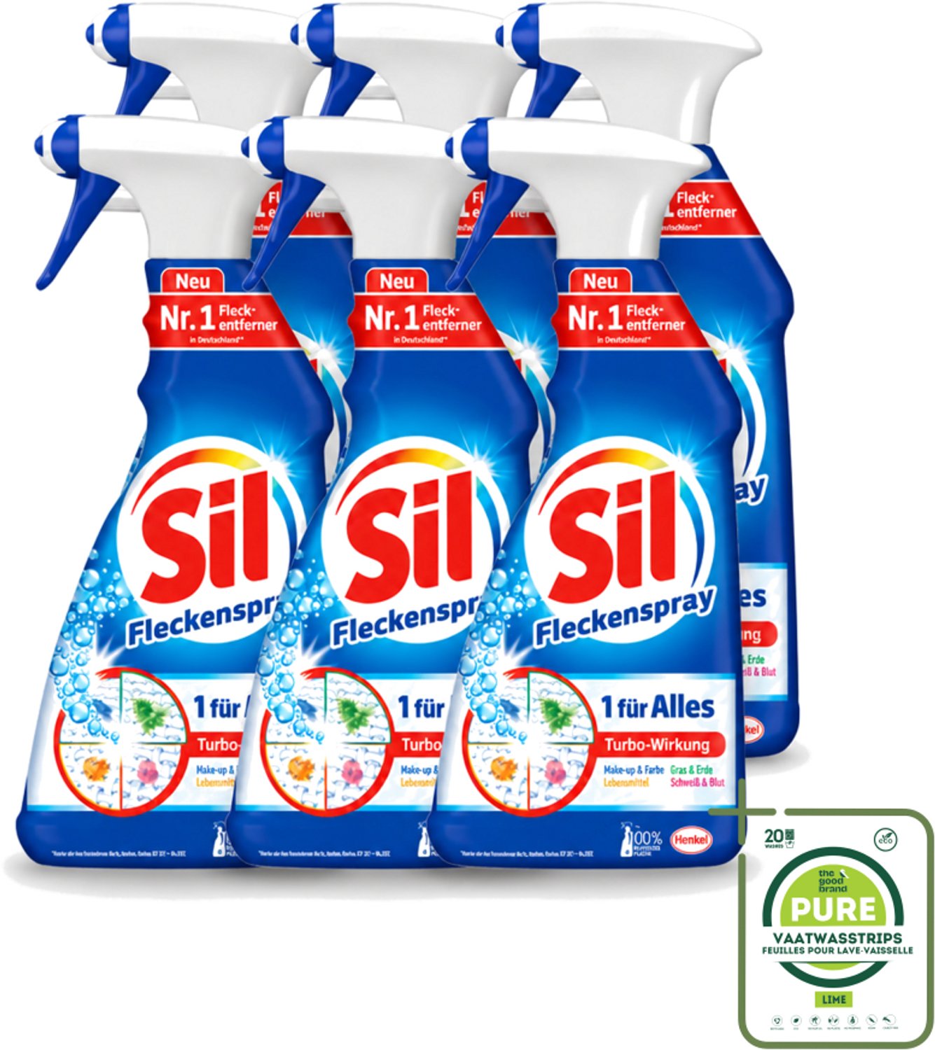 6 x Sil - Vlekverwijderaar - Spray - 500 ml - Grootverpakking - Vaatwasstrips - Vlekverwijderaar - Wasmiddel - Stofverwijderaar - Vlekken Verwijderen - Wasmachine