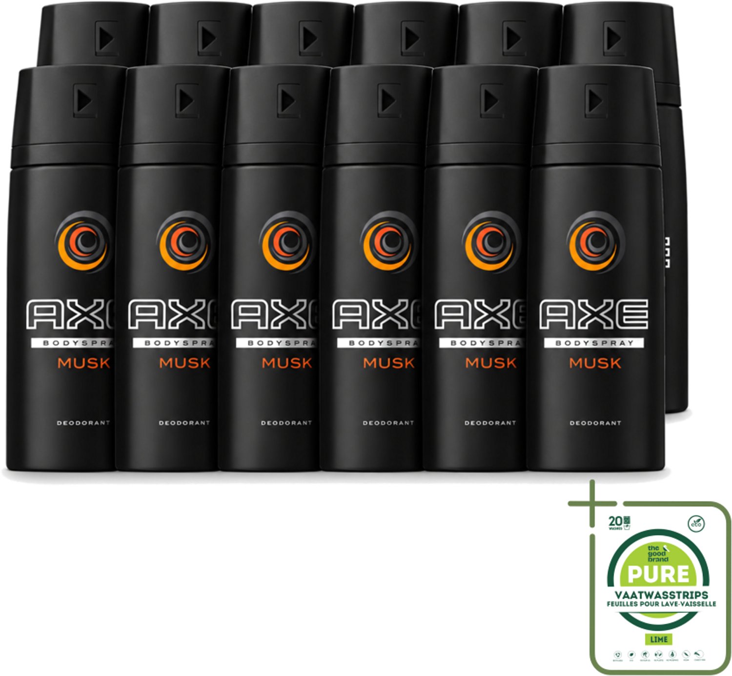 12 x Axe - Deodorant Bodyspray - Musk - 150 ml - Grootverpakking - Vaatwasstrips - Axe Musk Bodyspray - Deodorant Voor Mannen - Frisheid - Geur - Huidbescherming