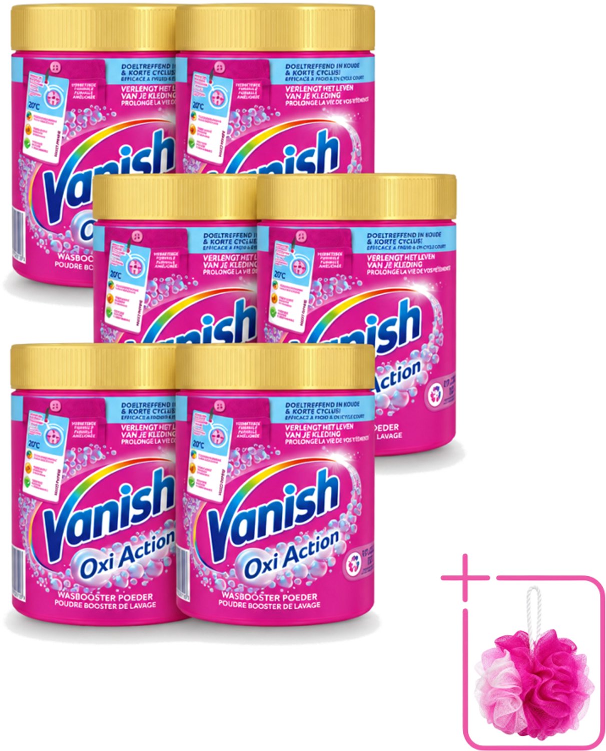 6 x Vanish Oxi Action - Vlekkenverwijderaar Poeder - Gekleurde Was - 1 Kg - Bulkverpakking - Vlekkenverwijderaar - Douchemop - Wasbooster