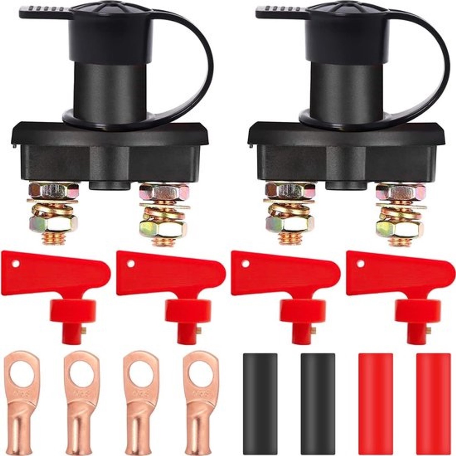 Universele Batterij-scheidingsschakelaar met Sleutel 12V/24V 200A - Waterdichte Isolator voor Auto, Boot en Vrachtwagen (2 Stuks)