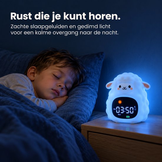 Luvonic® Slaaptrainer Schaap - Kinderwekker met Nachtlampje en Slaapgeluiden - Kindvriendelijke Slaapwekker - Slaaptrainer met Led en Geluid - White Noise - 8 Verschillende Kleuren - Kind/Peuter/Kleuter van Luvonic — afbeelding 4