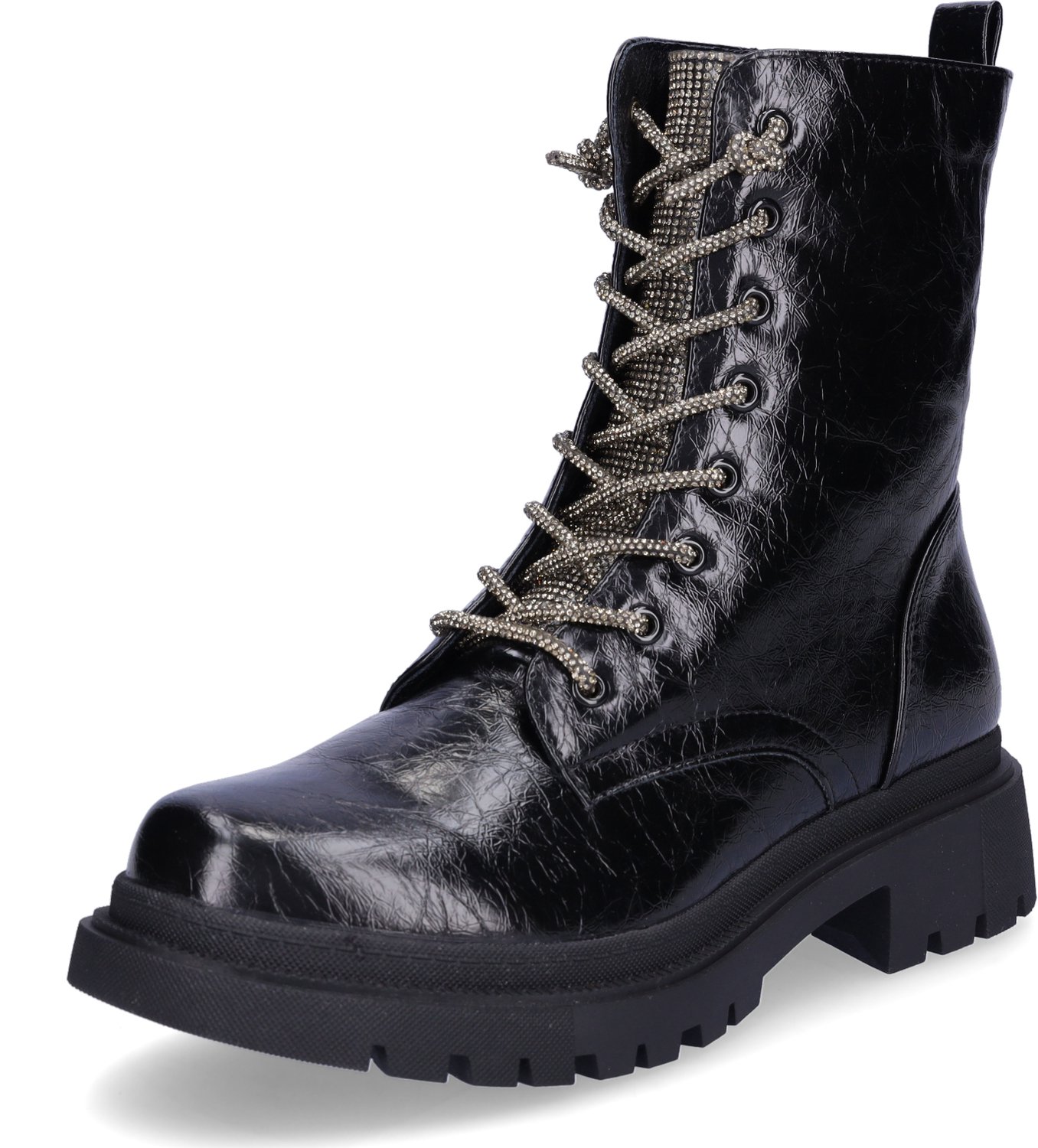 MIDS MABEL dames veterschoen zwart in kreukeloptiek