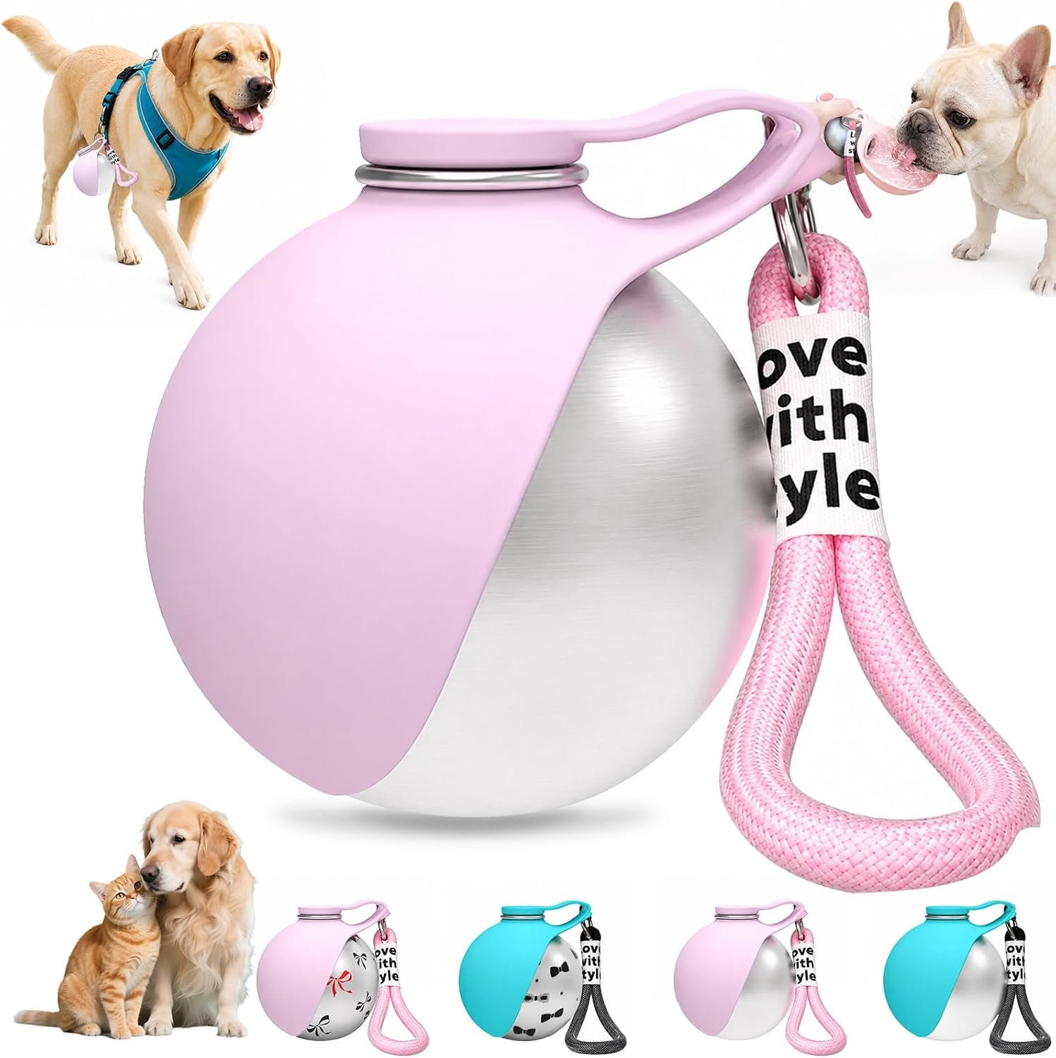 Draagbare waterfles voor honden 285 ml - siliconen schaal - lekvrij - ideaal voor reizen - ShopVlot