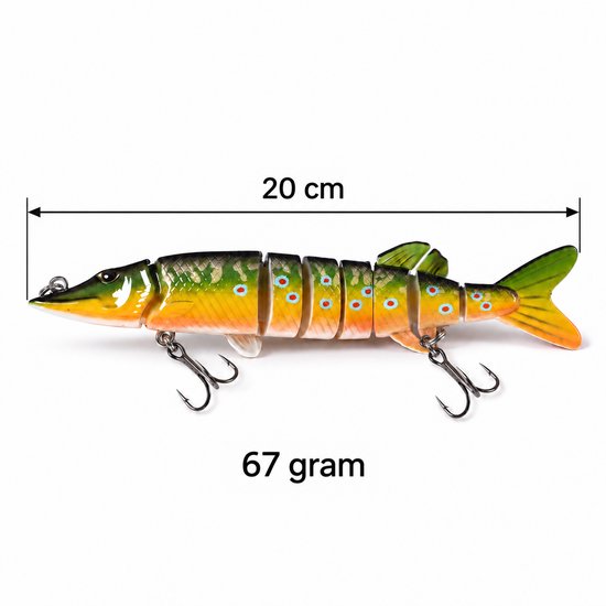 S&D | Snoek kunstaas 20 cm / 67g - 8-delige XL swimbait - Geel — afbeelding 2