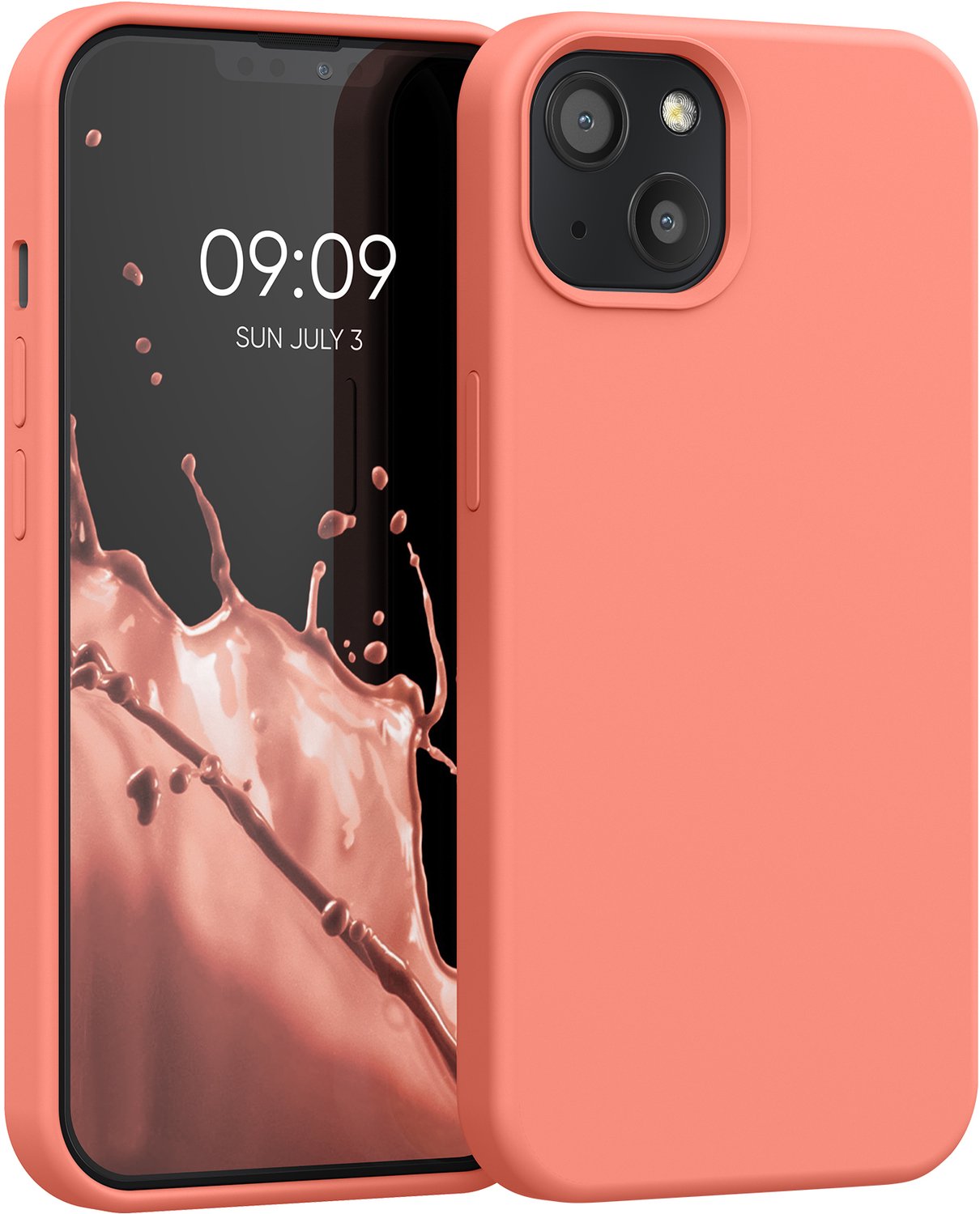 kwmobile telefoonhoesje geschikt voor Apple iPhone 13 - Hoesje met siliconen coating - Smartphone case in Perzikkoraal