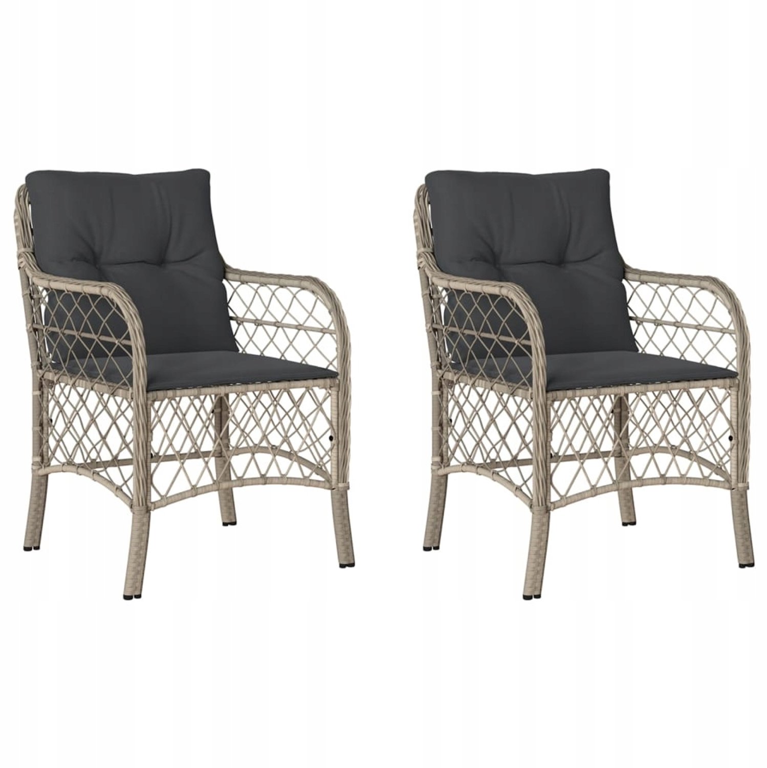 2x Loungestoelen Tuin met Kussens, Rotan Stijl voor Balkon & Terras