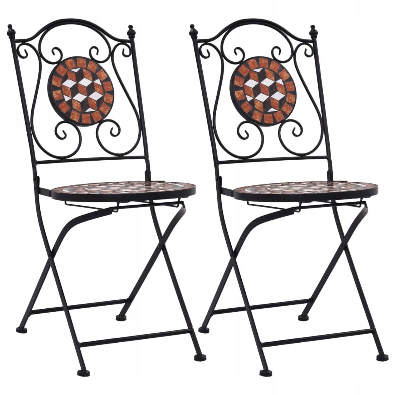 2x Bistro Tuinstoelen met Keramische Mozaïek Zitting - Terras & Balkon