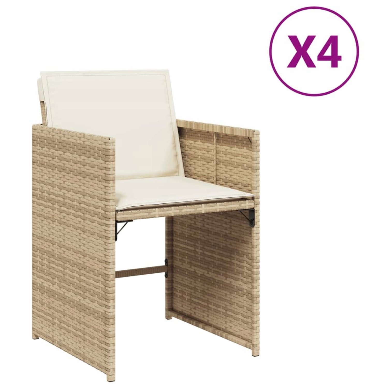 4x Tuinstoel met Kussen, Stabiel Rotan voor Terras en Balkon