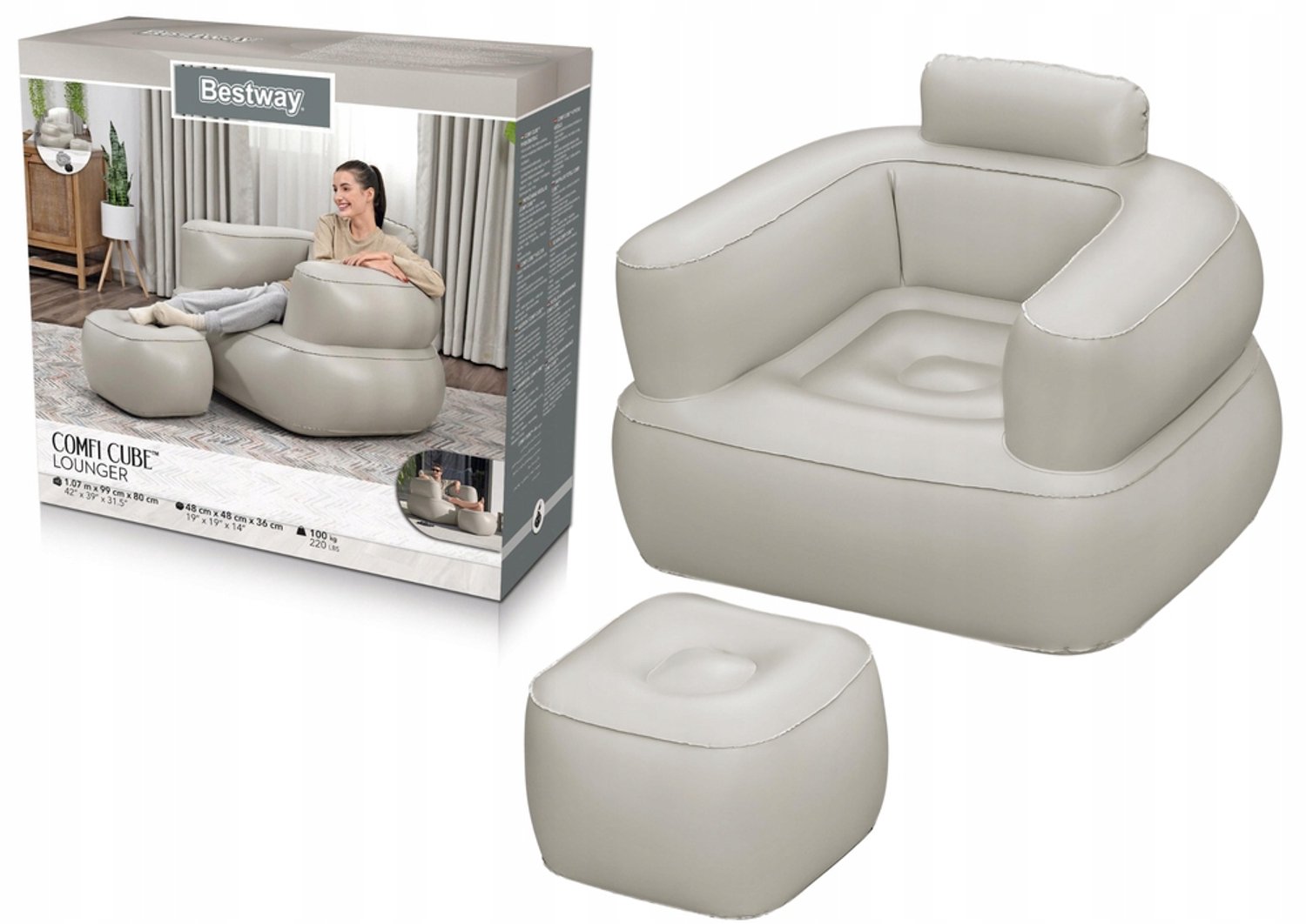 Opblaasbare Fauteuil met Poef - Comfortabel en Stijlvol