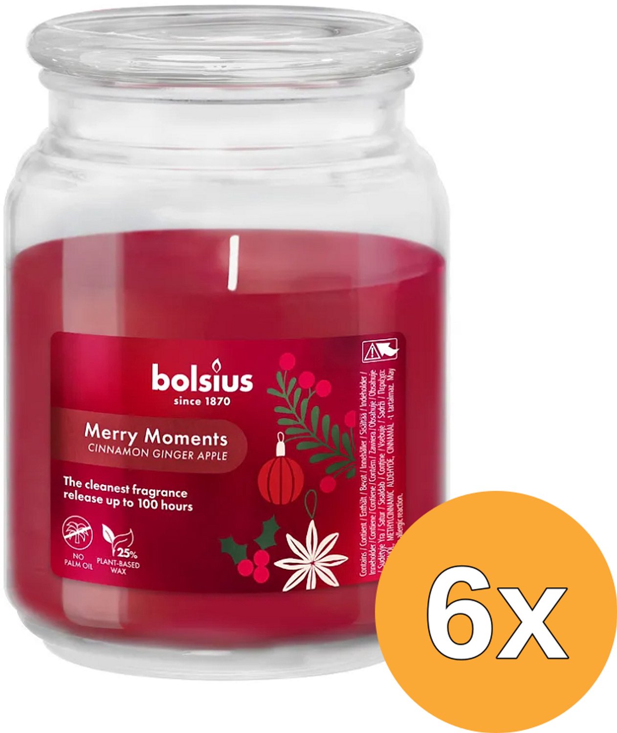 6x Bolsius Geurglas met deksel 135/100 True Glow Merry Moments (1 stuk)